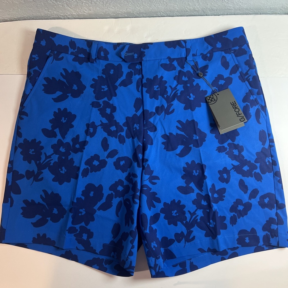 G/Fore Surf Blue Floral Maverick Mens Size‎ 38 Golf Shorts NEW